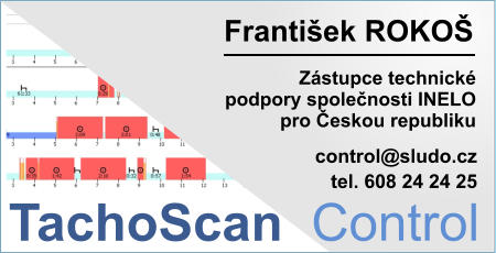 Zástupce technické podpory společnosti INELO pro Českou republiku František ROKOŠ          control@sludo.cz TachoScan Control tel. 608 24 24 25